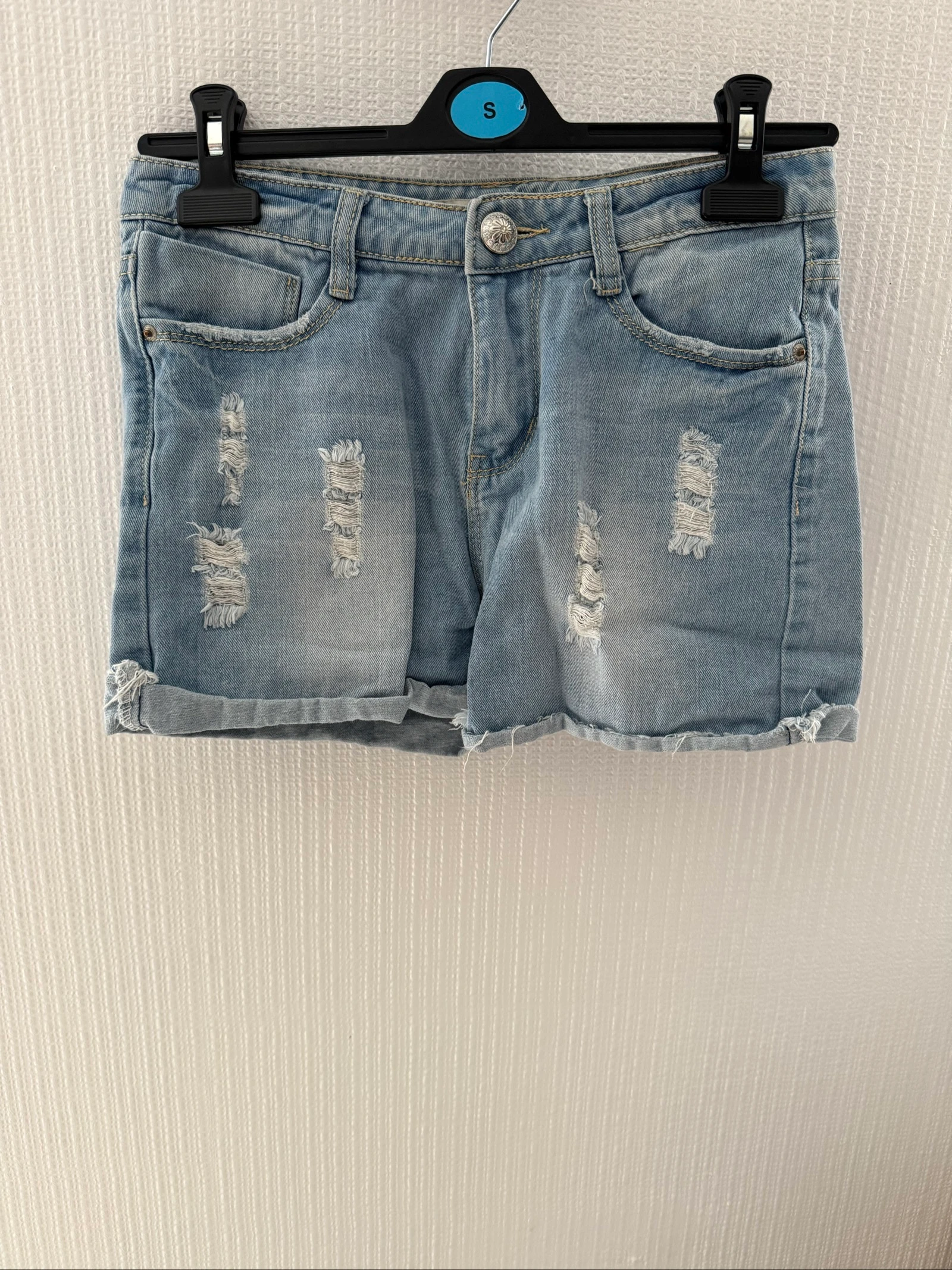 ✨ Light blue destroy denim shorts – Size 34 – Very good condition ✨ – photo 2